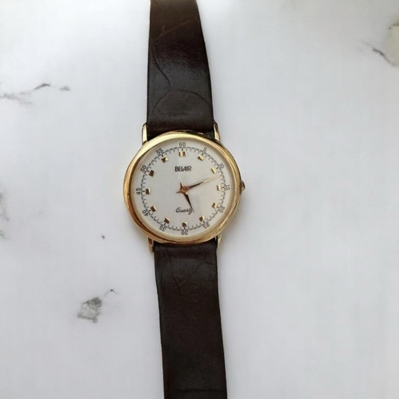 Vtg Belair Gold and Brown Quartz Watch - Picture 1 of 2
